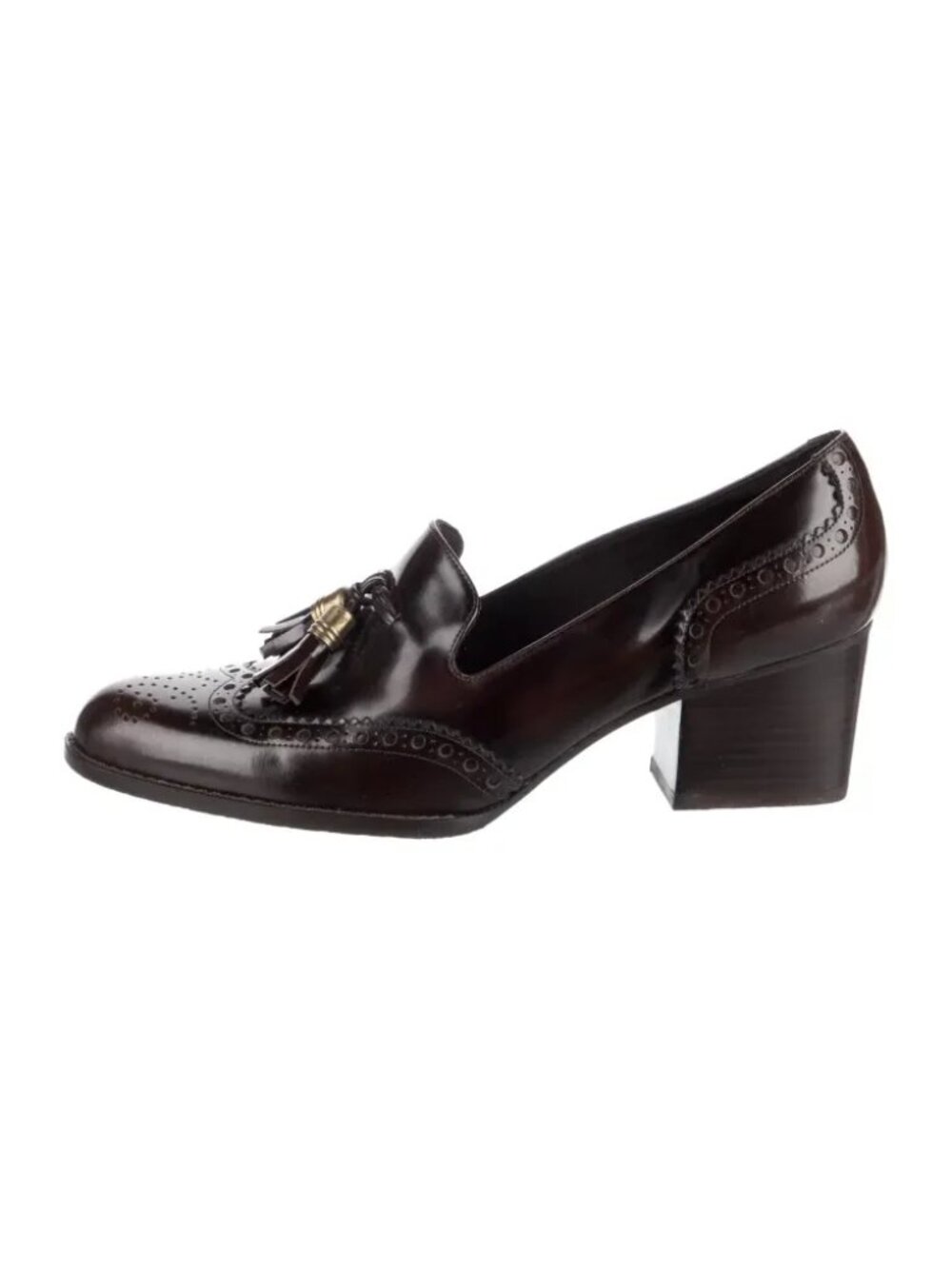 Stuart Weitzman Brown Leather Block Heel Loafers, Size 12 N